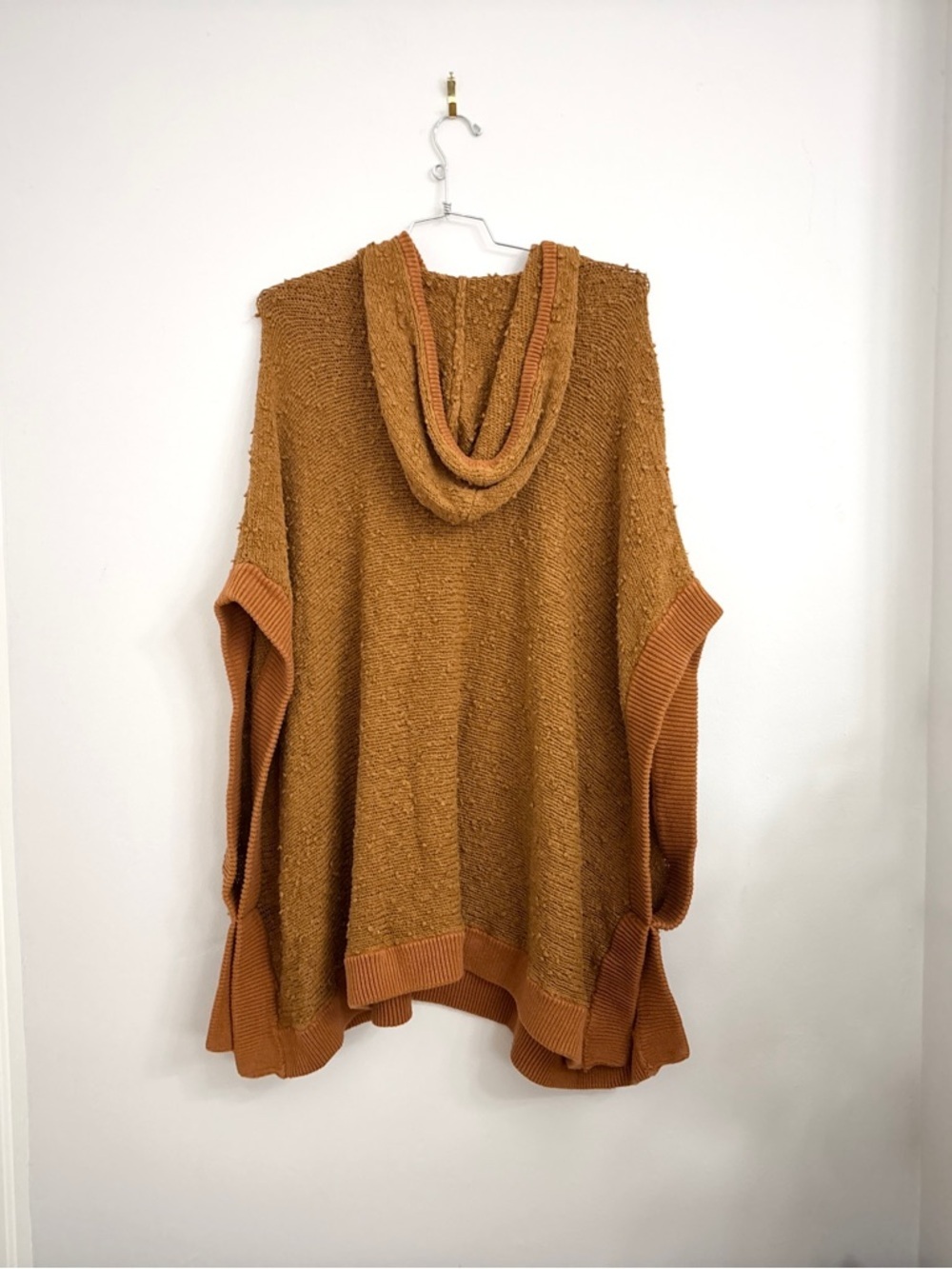 EUC Free People Chunky Knit Hooded Beach Easy Breezy Rust Poncho Sweater XS/S - Picture 11 of 11